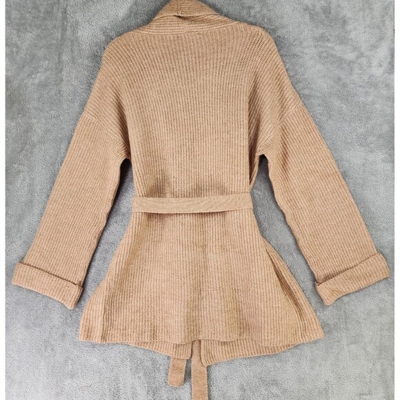 Lulus Sweater Womens Small Peach/Brown Long Sleeve Belted Open Front Cardigan - Picture 2 of 11